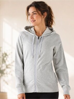 Lululemon Light Heathered Gray Zip-Up Hoodie Sweatshirt for Women / Full Length
